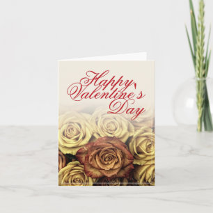 Carte Joyeuse Saint-Valentin avec bouquet de roses jaune