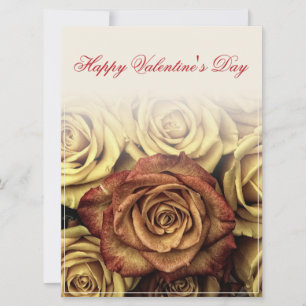 Carte Joyeuse Saint-Valentin avec bouquet de roses jaune