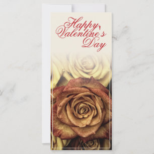 Carte Joyeuse Saint-Valentin avec bouquet de roses jaune
