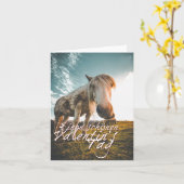 Carte Joyeuse Saint-Valentin avec cheval qui regarde (Fleur jaune)