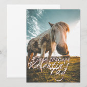 Carte Joyeuse Saint-Valentin avec cheval qui regarde (Devant / Derrière)