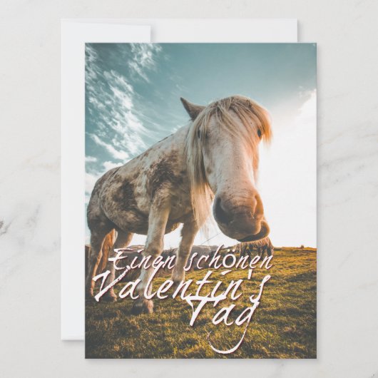 Carte Joyeuse Saint-Valentin avec cheval qui regarde (Devant)