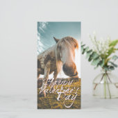 Carte Joyeuse Saint-Valentin avec cheval qui regarde (Debout devant)