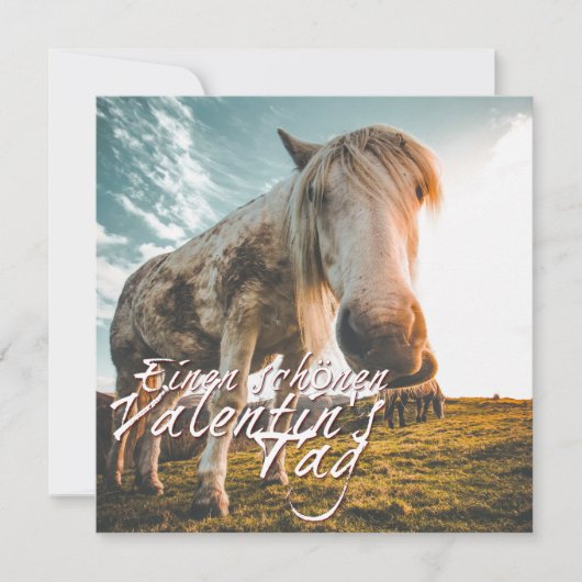 Carte Joyeuse Saint-Valentin avec cheval qui regarde (Devant)
