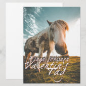 Carte Joyeuse Saint-Valentin avec cheval qui regarde (Devant / Derrière)