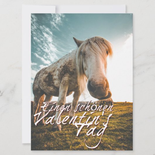 Carte Joyeuse Saint-Valentin avec cheval qui regarde (Devant)