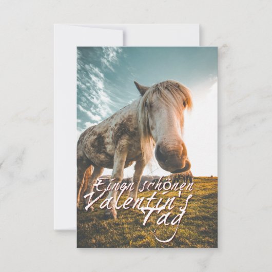 Carte Joyeuse Saint-Valentin avec cheval qui regarde (Devant)