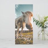 Carte Joyeuse Saint-Valentin avec cheval qui regarde (Debout devant)