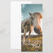 Carte Joyeuse Saint-Valentin avec cheval qui regarde (Devant / Derrière)