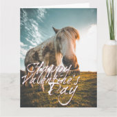 Carte Joyeuse Saint-Valentin avec cheval regardant (Devant)