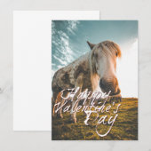 Carte Joyeuse Saint-Valentin avec cheval regardant (Devant / Derrière)