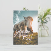 Carte Joyeuse Saint-Valentin avec cheval regardant (Debout devant)