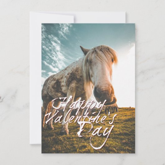 Carte Joyeuse Saint-Valentin avec cheval regardant (Devant)