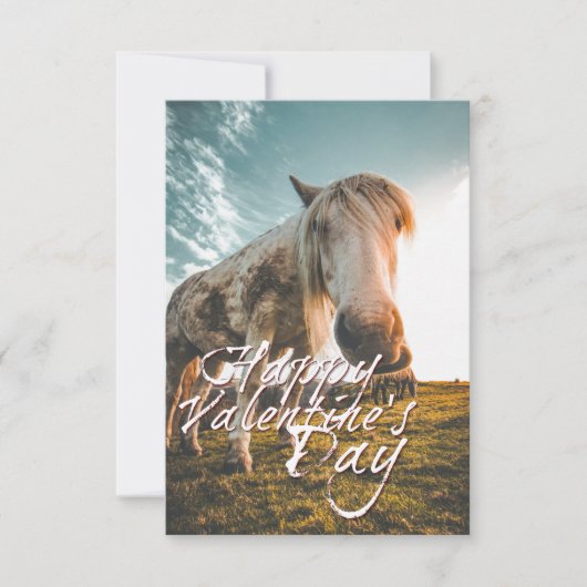 Carte Joyeuse Saint-Valentin avec cheval regardant (Devant)