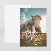Carte Joyeuse Saint-Valentin avec cheval regardant (Devant / Derrière)