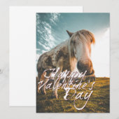 Carte Joyeuse Saint-Valentin avec cheval regardant (Devant / Derrière)