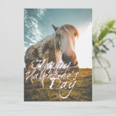 Carte Joyeuse Saint-Valentin avec cheval regardant (Debout devant)