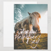 Carte Joyeuse Saint-Valentin avec cheval regardant (Devant / Derrière)