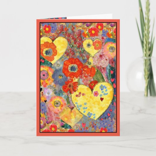Carte Joyeuse Saint-Valentin avec des cœurs et des (Devant)