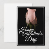 Carte Joyeuse Saint-Valentin avec rose rose (Devant / Derrière)