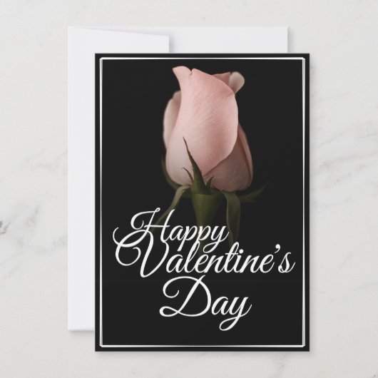 Carte Joyeuse Saint-Valentin avec rose rose (Devant)