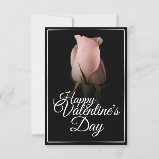 Carte Joyeuse Saint-Valentin avec rose rose (Devant)