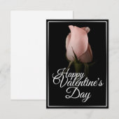 Carte Joyeuse Saint-Valentin avec rose rose (Devant / Derrière)