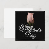 Carte Joyeuse Saint-Valentin avec rose rose (Devant / Derrière)