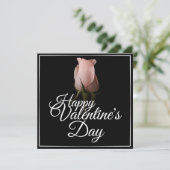 Carte Joyeuse Saint-Valentin avec rose rose (Debout devant)