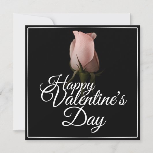 Carte Joyeuse Saint-Valentin avec rose rose (Devant)