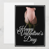Carte Joyeuse Saint-Valentin avec rose rose (Devant / Derrière)