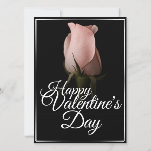 Carte Joyeuse Saint-Valentin avec rose rose (Devant)