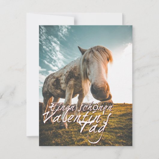 Carte Joyeuse Saint-Valentin avec un cheval qui regarde (Devant)