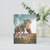 Carte Joyeuse Saint-Valentin avec un cheval qui regarde (Debout devant)