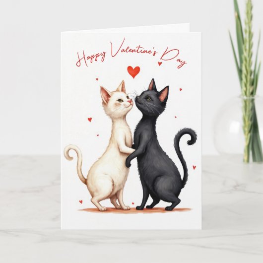 Carte Joyeuse Saint-Valentin Chats Dansant (Devant)