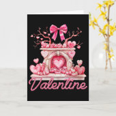 Carte Joyeuse Saint-Valentin Cheminée Rétro Cœurs Roses (Fleur jaune)