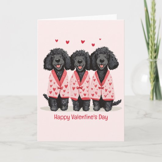 Carte Joyeuse Saint-Valentin Chiens Caniches Standards N (Devant)