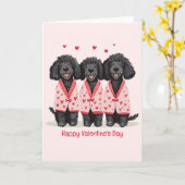 Carte Joyeuse Saint-Valentin Chiens Caniches Standards N (Fleur jaune)