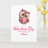 Carte Joyeuse Saint-Valentin Chouette Mignonne (Fleur jaune)