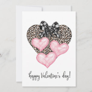 Carte Joyeuse Saint-Valentin – Cœur de léopard et ruban