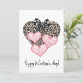 Carte Joyeuse Saint-Valentin – Cœur de léopard et ruban (Debout devant)