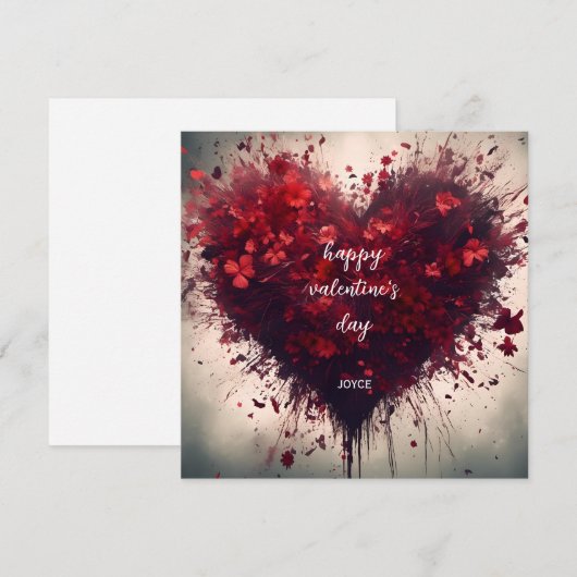 Carte Joyeuse Saint-Valentin - Cœur Rempli de Fleurs Rou (Devant / Derrière)