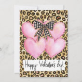 Carte Joyeuse Saint-Valentin – Cœurs de léopard et nœud (Devant)
