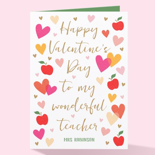 Carte Joyeuse Saint-Valentin Cœurs d'enseignant Pomme pl