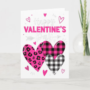 Carte Joyeuse Saint-Valentin Cœurs Filles Femmes Léopard