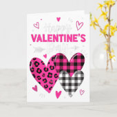 Carte Joyeuse Saint-Valentin Cœurs Filles Femmes Léopard (Fleur jaune)