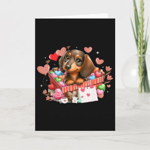 Carte Joyeuse Saint-Valentin Cœurs Mignon Teckel Chien A