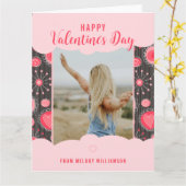 Carte Joyeuse Saint-Valentin Cœurs rouges fantaisistes f (Fleur jaune)