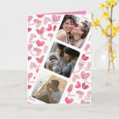 Carte Joyeuse Saint-Valentin Collage photo de cœur rose (Fleur jaune)