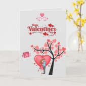 Carte Joyeuse Saint-Valentin – Couple romantique  (Fleur jaune)